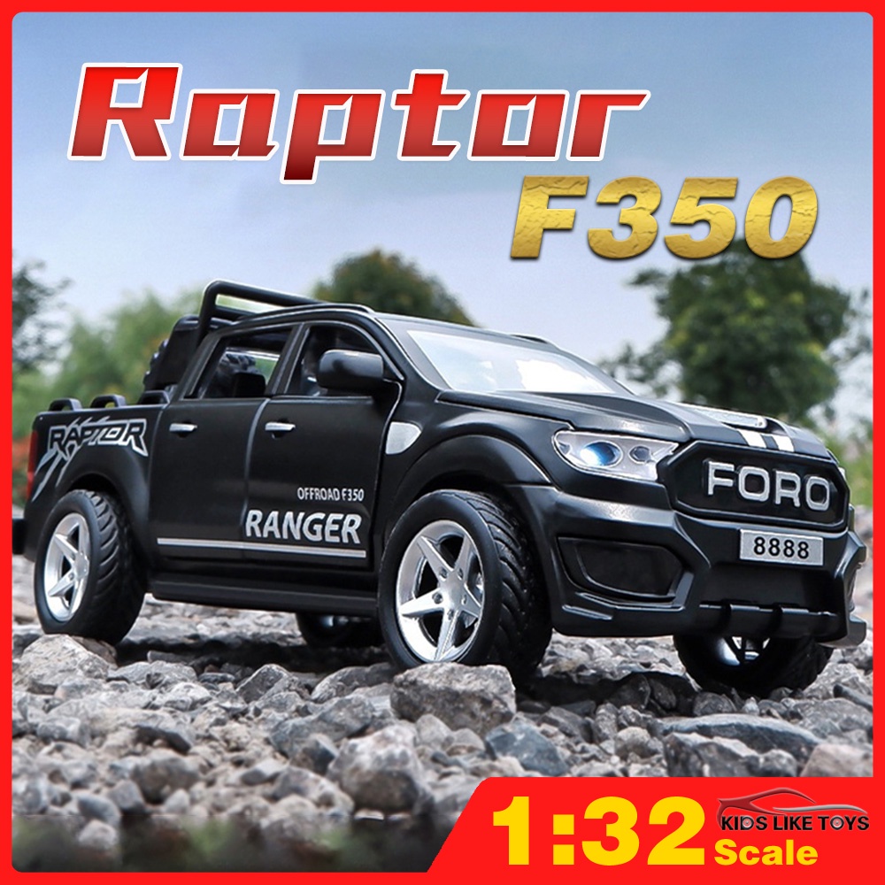 Klt โมเดลรถปิ๊กอัพ โลหะ สเกล 1/32 Raptor F350 ของเล่น สําหรับเด็กผู้ชาย เด็ก งานอดิเรก เก็บสะสม