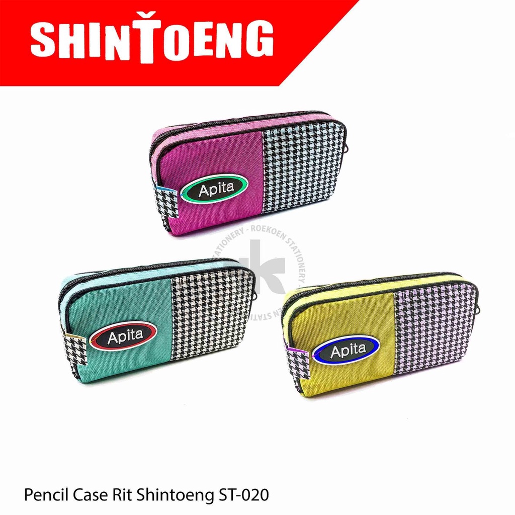 Shintoeng Apita Pencil Case Canvas Zipper Jumbo Neutral ST-020 Apita Separo Black White