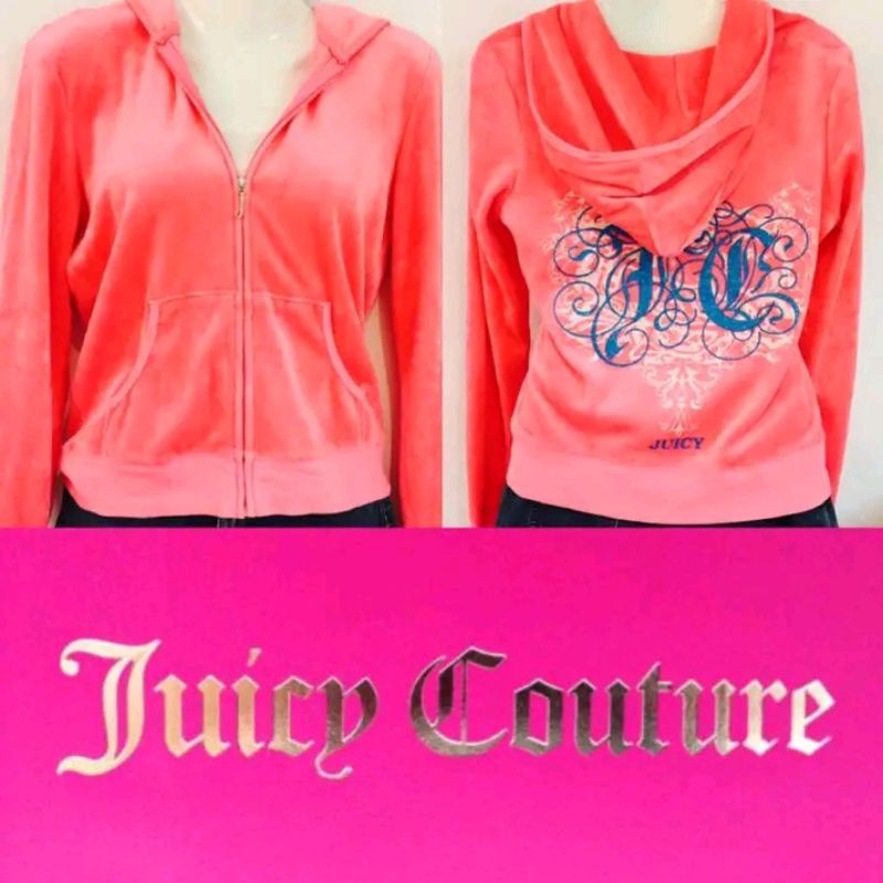 ⚡SALE⚡ Juicy Couture Hoodie เสื้อคลุมมีฮู้ดสีชมพูผ้ากำมะหยี่ไซส์ L มือสองสภาพดีค่ะ