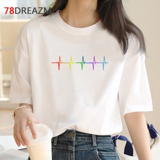 เสื้อยืด oversize LGBT เลสเบี้ยนเกย์กะเทยฤดูร้อนด้านบนชาย ulzzang ฮาราจูกุคาวาอี้ญี่ปุ่นคาวาอี้กราฟิกทีสด้านบนเสื้อยืดคา