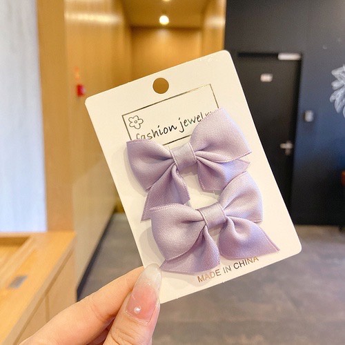 [พร้อมส่งจากไทย] กิ๊บติดผม ประดับโบว์น่ารัก สีพื้น สไตล์เกาหลี สําหรับเด็กผู้หญิง จํานวน 2 ชิ้น A002