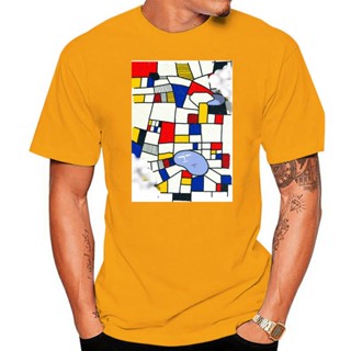 เสื้อครอปสายฝอ ผู้ชายใหม่ลําลองพิมพ์เสื้อยืด les แชมป์ de mondrian เสื้อยืดแขนสั้น Tee Tops