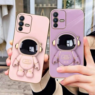 เคสนิ่ม ลายนักบินอวกาศ 3D พร้อมขาตั้ง หรูหรา สําหรับ Vivo Y15S Y51 2020 V23E V25E V23 Y50 Y30i Y31 2021 T1