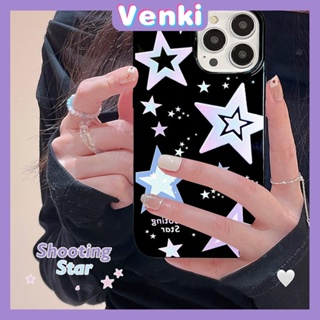 VENKI - iPhone Case For 14 Series TPU Soft Case Sweet Cute Glossy Black Case Purple Shooting Star Candy Case Camera Protection Shockproof For iPhone 14 13 12 11 Plus Pro Max 7 Plus X XR