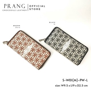 Prang Stingray Leather Long Zipped Wallet กระเป๋าสตางค์ ซิปเดี่ยว หนังปลากระเบน S-W01(M)-PW-L-ลายพิกุล