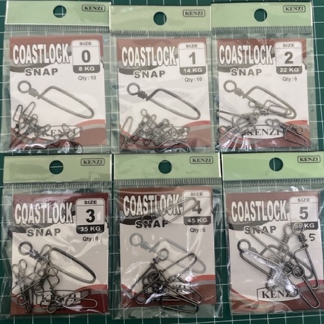 Fishing Pin snap ชายฝั่งล็อค snap one way size 0- size 5