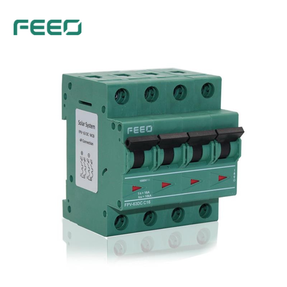 FEEO FPV-63 4P 1000V 6A 10A 16A 20A 25A 32A 40A 50A 63A MCB Mini DC Circuit Breaker TUV &amp; CE Certificate