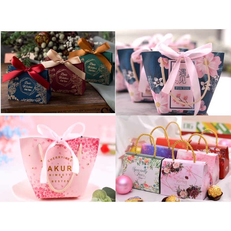 A015  พร้อมส่ง(แพค10ใบ+โบว์) ถุงกระดาษพร้อมโบว์ ใส่ของขวัญ ของชำร่วย ขนม คุกกี้