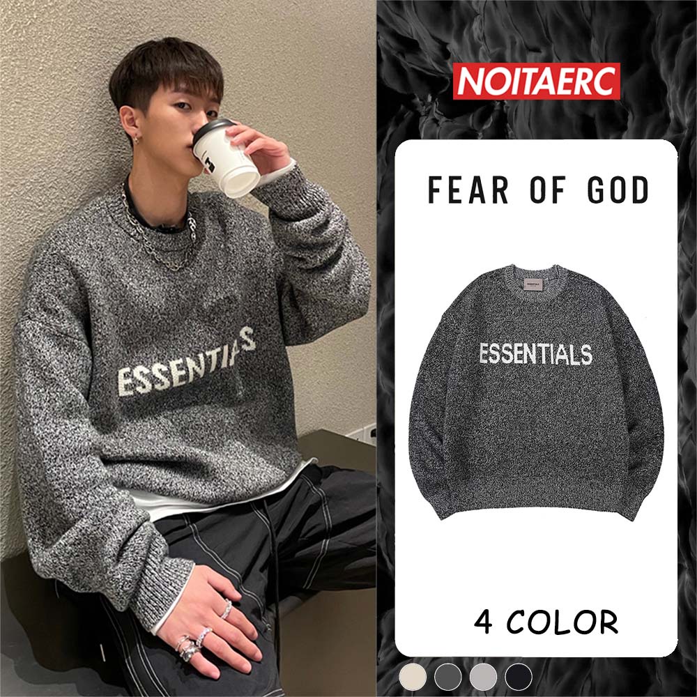 ESSENTIALS FEAR OF GOD สเวตเตอร์ 4สีESSENTIAL สตรี และเด็กนักเรียนบนท้องถนนหลวม  FOG เสื้อกันหนาว Lo