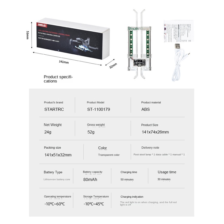 Startrc ขาตั้งกล้อง LED เรืองแสง กันกระแทก สําหรับ DJI Mini 2 Mini SE Mavic Mini #8
