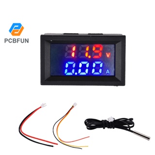 Pcbfun DC4-30V เครื่องวัดอุณหภูมิแรงดันไฟฟ้าปัจจุบัน 10A แผงจอแสดงผล LED พร้อมสายเซ็นเซอร์อุณหภูมิ NTC