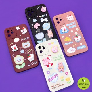 Op F11pro/Reno5 5g/Reno6 z/Reno7 z 5g/Reno8 5g/Reno8 zเคสนิ่ม TPU กันเลนส์กล้องนูนลายการ์ตูน ติดอะไหล่หมี กระต่ายน่ารัก