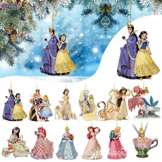 Disney Princess Frozen Snow White Christmas Tree Decor จี้รถกระจกมองหลังจี้หัตถกรรมเบลล์จัสมินอะคริลิคเครื่องประดับแบน【Goob】