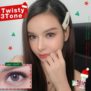 คอนแทคเลนส์  รุ่น Mini Twisty 3 tone สีเทา/ตาล gray/brown มีค่าสายตา (0.00)-(-6.00)