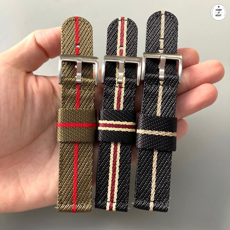 <ร้าน Hobby at night> สายนาฬิกาไนล่อน ลายวินเทจ ขนาด 20 22 มิล Tudor-style nylon strap