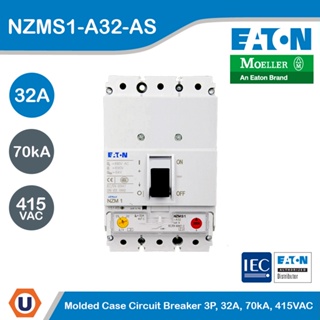 EATON Molded Case Circuit-Breaker (MCCB) 3P, 32A, 70kA ที่ 415VAC รหัส NZMS1-A32-AS สั่งซื้อได้ที่ร้าน Ucanbuys