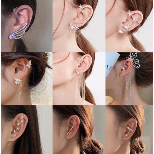 🎀 ร้านไทย🇹🇭🎀ส่งของไว🎁ต่างหูใส่ออกงาน หรูหรา ต่างหูแฟชั่นสําหรับผู้หญิง(เจาะ,ไม่เจาะ)