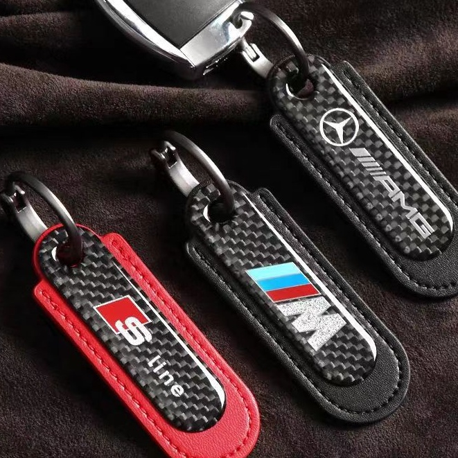 [คาร์บอนไฟเบอร์แท้] พวงกุญแจรถใหม่จี้คาร์บอนไฟเบอร์ระดับไฮเอนด์ Mercedes-Benz BMW Audi Porsche Land Rover Honda