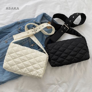 ASAKA Nylon cloth casual bag 2022 autumn and winter new style foreign style diamond lattice embroidery single shoulder messenger bag fashion trend womens bag