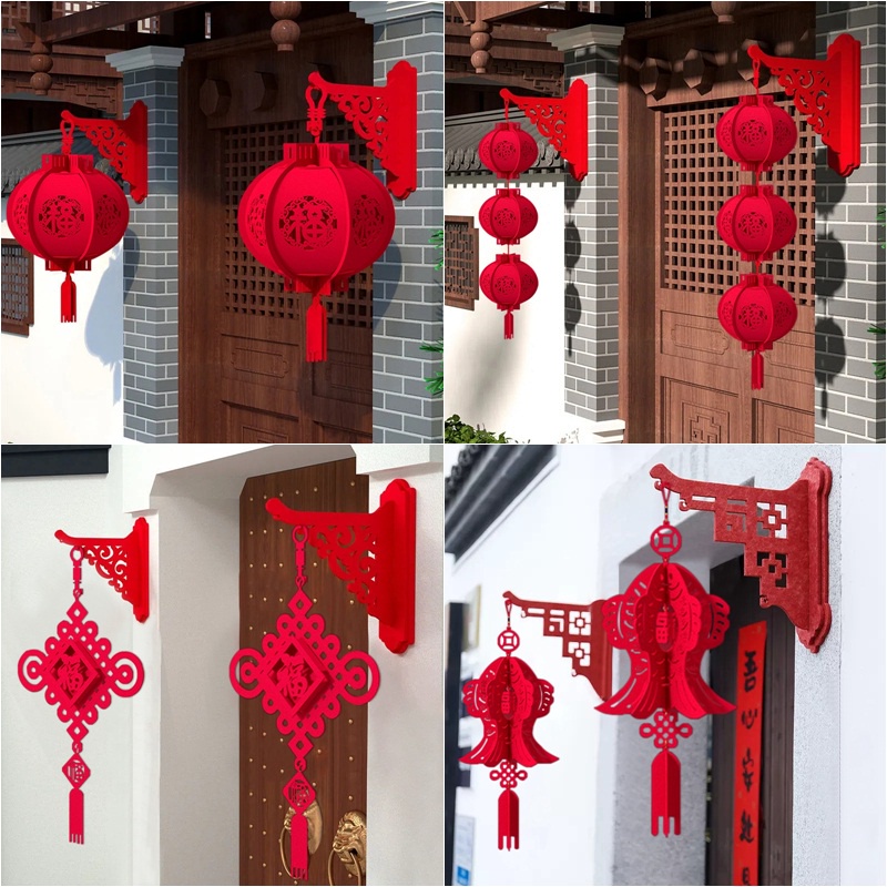 2026 CNY โคมไฟกลวงสีแดงสไตล์จีนวงเล็บโคมไฟอุปกรณ์ปีใหม่ตกแต่งเทศกาลเรือม้า