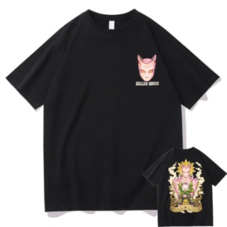 เสื้อยืดแขนสั้น Camiseta con estampado de Jojo Bizarre Adventure para hombre y mujer, ropa con estampado de doble cara,