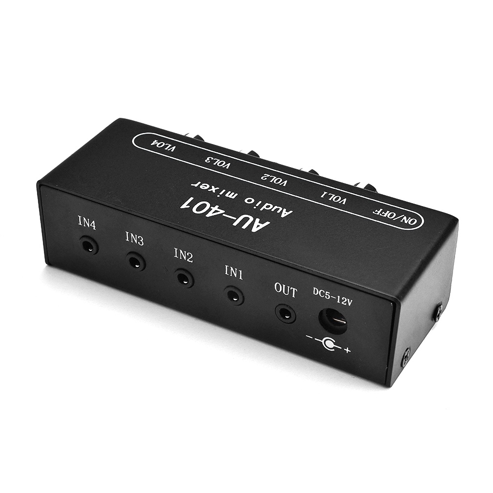 Pcbfun AU-401 DC 5V-12V เครื่องมิกเซอร์เสียงสเตอริโอ 4 อินพุต 1 เอาท์พุต บอร์ดควบคุมแยกส่วน เครื่องขยายเสียง ผสมหูฟัง DIY