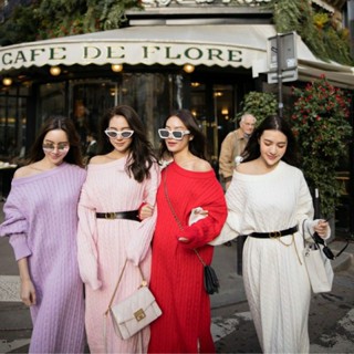 Basicsbysita | A176 -Elf Twisted long knit❤สีแดง เดรสกันหนาวไหมพรมพร้อมส่ง