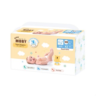 BabyMoby เบบี้โมบี้ ผ้าอ้อมสำเร็จรูป ชนิดเทป ไซส์ NEWBORN DIAPER TAPE ทารกแรกเกิด แพมเพิส