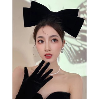กิ๊บติดผม ผ้ากํามะหยี่ ประดับโบว์ ขนาดเล็ก สีดํา เครื่องประดับ สําหรับผู้หญิง