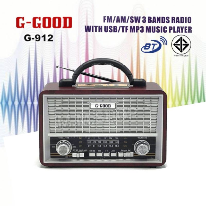G-GOOD วิทยุ บลูทูธ/USB/ AM/FM/SW 3 BANDS รุ่น G-912
