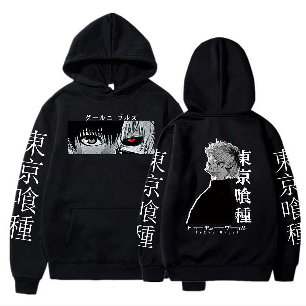 Harajuku Anime Tokyo Ghoul Ken Kaneki มังงะ Hoodies Pullovers การ์ตูนพิมพ์เสื้อลําลอง Hip Hop Street