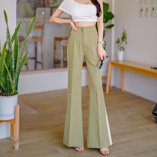 Nanta.Pop two-tone pant กางเกงเอวสูง ทูโทน ขาม้า