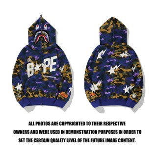 เสื้อกันหนาว มีฮู้ด ลายหัวฉลาม BAPE x HP Co แฟชั่นสไตล์สตรีท