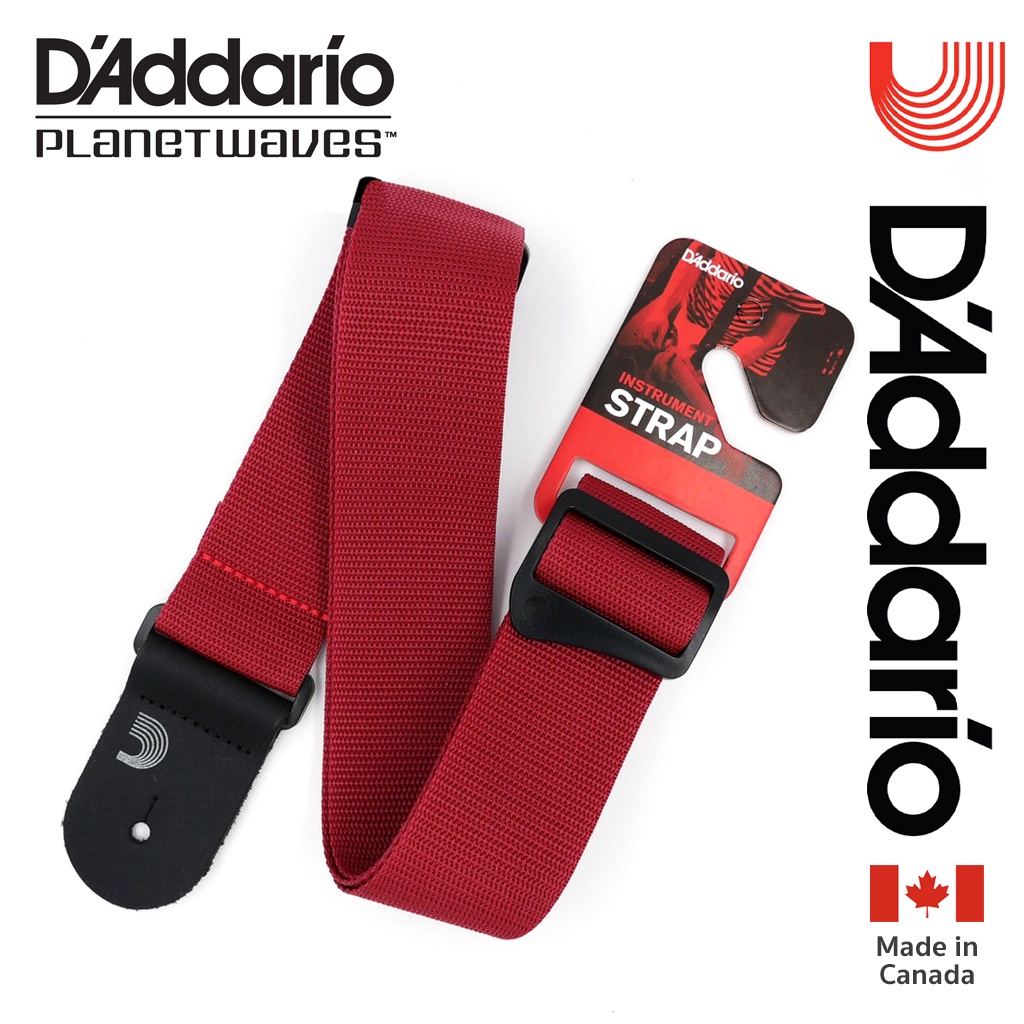 D'Addario® สายสะพายกีตาร์ มาตรฐานระดับโลก กว้าง 2 นิ้ว (Red) รุ่น Polypro Guitar Strap ** Made in Canada **....