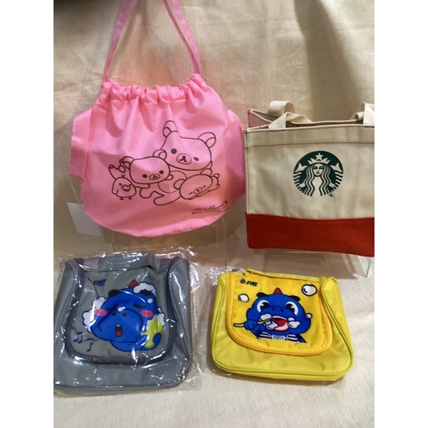 กระเป๋าชาวเวอร์GODJIและป้ายแท็ก_กระเป๋าผ้าแคนวาส Starbucks _ถุงผ้าหูรูดรีรักคูมะสวย