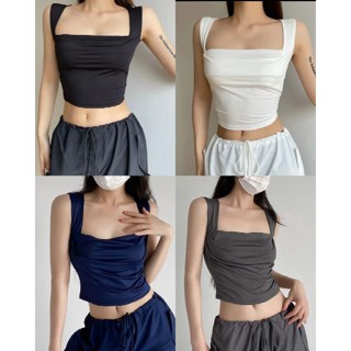 ✨Lapis Wide Strap Crop Top✨ครอปกล้าม คอเหลี่ยม สไตล์ฝรั่ง_Gioia.991  ( #gii453 )