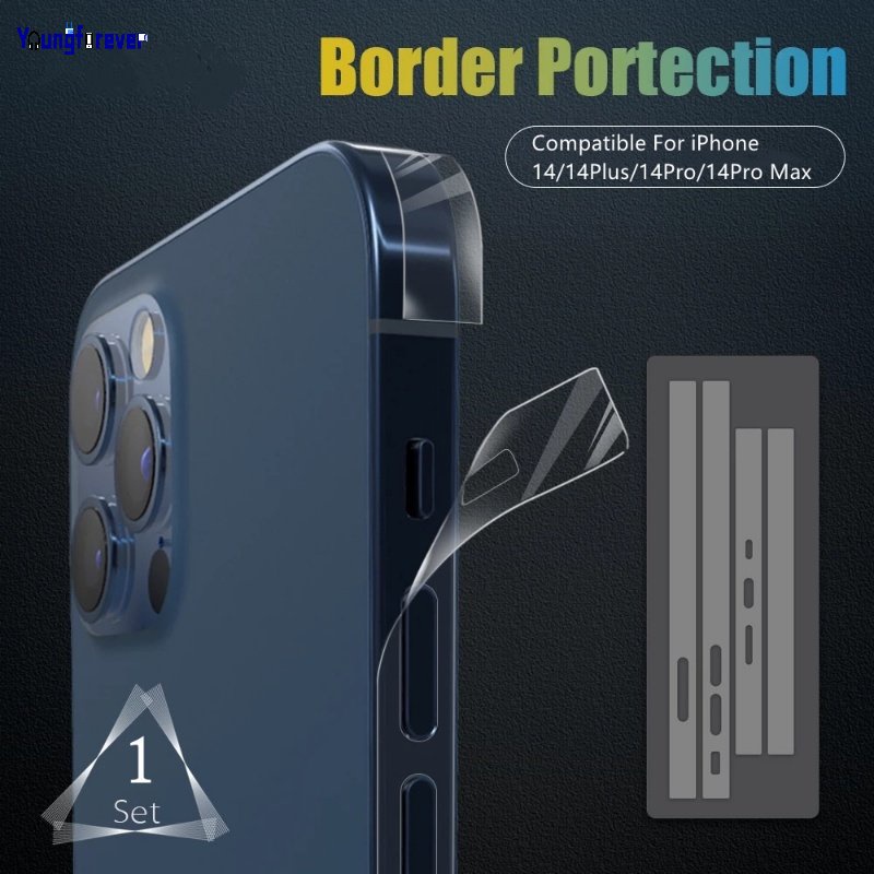 สติกเกอร์ฟิล์ม PVC ใส แบบนิ่ม บางพิเศษ สําหรับติดด้านข้างโทรศัพท์มือถือ iPhone 14 14Plus 14Pro 14Pro Max 1 ชุด