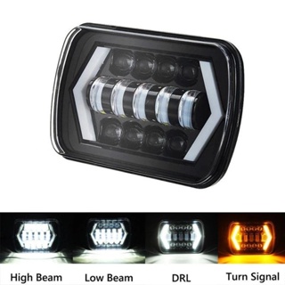 【พร้อมส่ง】ไฟหน้า Led DRL 7X6 5X7 สีขาวอําพัน คุณภาพสูง สําหรับรถบรรทุก Jeep Wrangler YJ Cherokee XJ H4