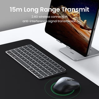 UGREEN เมาส์ไร้สาย, ปุ่มเงียบ 6 ปุ่ม, 2.4G พร้อมตัวรับสัญญาณ USB Mini, การตั้งค่า DPI 5 ระดับ 4000DPI, PC Ambidextrous / Mac /Linux แล็ปท็อป