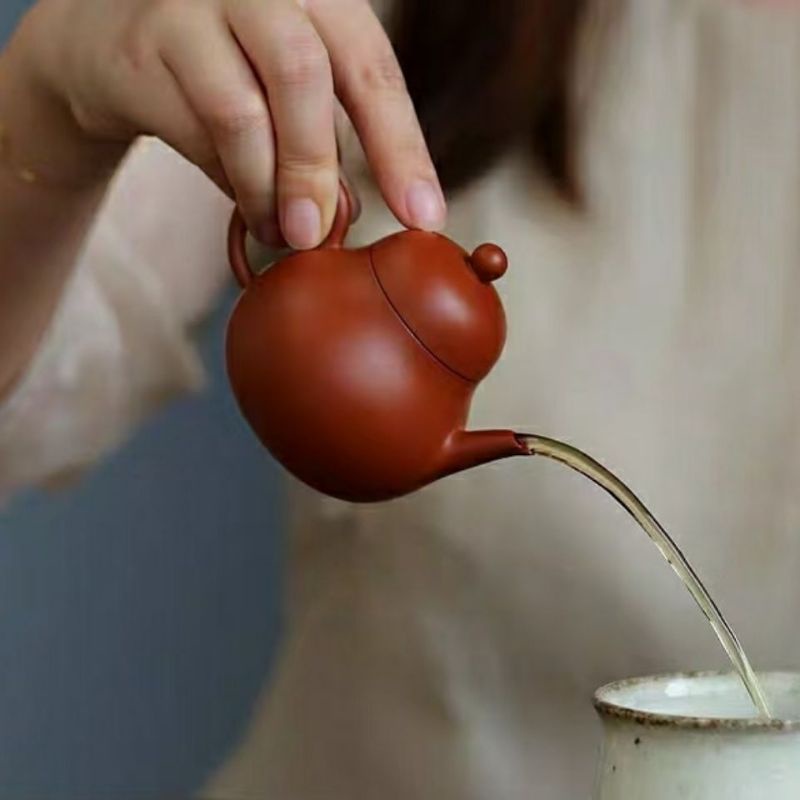 Chaozhou hand-pulled pot Zhu mud teapot entry-level teapot raw ore Zhu mud sketch pot 130ml antique 