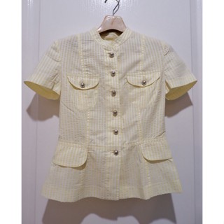 เสื้อเชิ้ตแขนกุดสีเหลือ#เสื้อผ้ามือ2