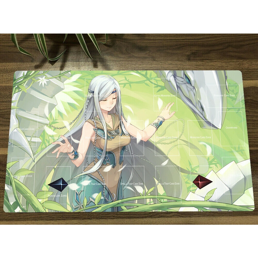 ใหม่ Yugioh Yugioh Playmat Maiden พร้อมตาสีฟ้า CCG TCG เทรดดิ้งการ์ด
