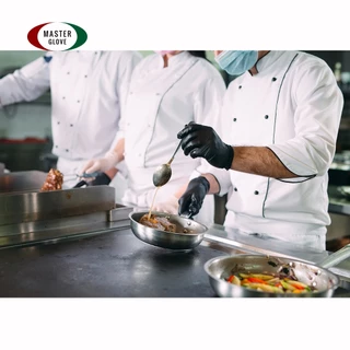 ถุงมือไนไตร สีดำ 100 ชิ้น หนา3.5 กรัม ไร้แป้ง (Food Safe) ถุงมือสัก // MASTER GLOVE
