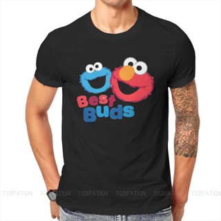 เสื้อยืดวินเทจ Sesame Street 80s ละครโทรทัศน์เรื่อง Elmo and Cookie Besties เสื้อยืดวินเทจพังก์คุณภาพสูง Tshirt ขนาดใหญ่