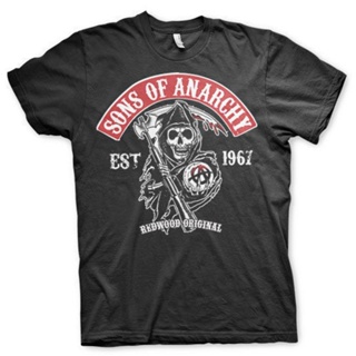 เสื้อยืดผ้าฝ้าย 100% พิมพ์ลาย Sons Of Anarchy Soa Redwood Neuf Waist Motard Biker Noir โอเวอร์ไซซ์ ไซซ์