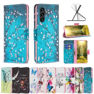 เคสโทรศัพท์หนังนิ่ม ฝาพับ พร้อมช่องใส่บัตร ขาตั้งวาง สําหรับ Samsung Galaxy S23 Ultra S23 Plus S23+ A14 5G A04 A04S