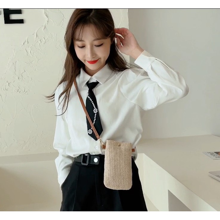 [SuperDeals888.th] กระเป๋าสตางค์ สะพายข้าง สานมือ ขนาดเล็ก เหมาะกับเดินชายหาด แฟชั่นฤดูร้อน สําหรับผู้หญิง