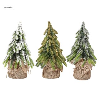 ✿ Desktop Miniature Snow Pine Tree Mini Christmas Trees with Burlap Base Table Decor Winter Home Decorations