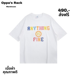 เสื้อยืดสกรีนลาย Anything is Fine สีขาว