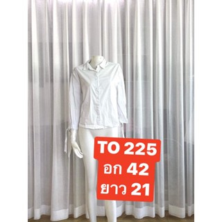 TO 225  ผู้หญิงแขนสี่ส่วนที่แขนมีเชื่อกผูกวงแขน เสื้อเชิ้ตสีขาว ทรงสลิมสุภาพสตรีทำงานสวมเสื้อสตรี พร้อมส่ง